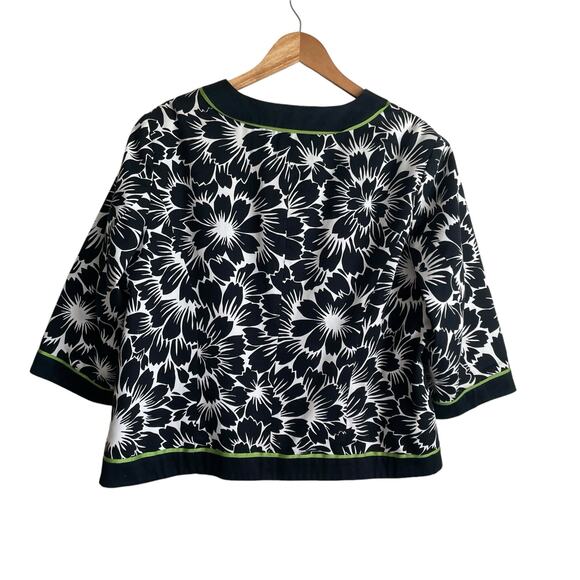 Trena by Theresa Rena Women Top 1X Black White Floral Structured Career Office - Picture 3 of 10